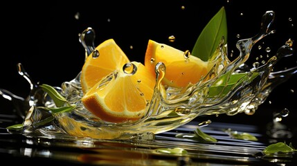 Sticker - orange fruit in water splash