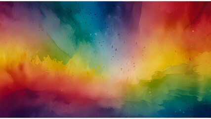 Wall Mural - Rainbow watercolor banner background on white. Pure vibrant watercolor colors. Creative paint gradients, fluids, splashes, spray and stains. Generative AI