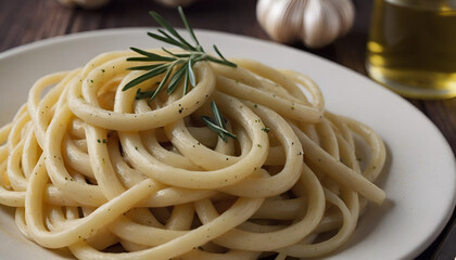 Wall Mural - linguine pasta with garlic and olive oil