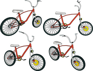 vector sketch illustration silhouette design image of a cool, trendy, modified bicycle for young peo