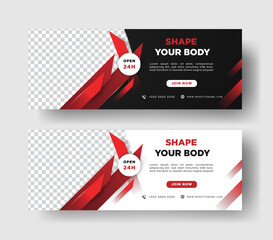gym fitness web banner vector template premium vector