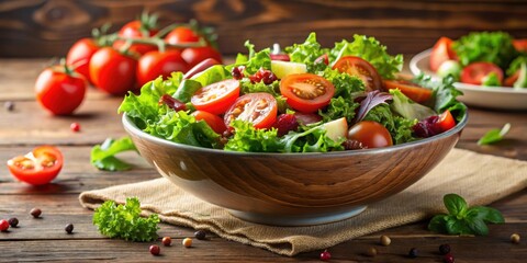 Fresh salad with tomatoes and mixed greens being drizzled with olive oil in a bowl , healthy, organic, food, salad