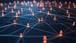 © P.G - Graphic of interconnected digital nodes and glowing lines on a dark background, symbolizing a virtual group, no people