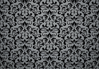 Floral pattern. Vintage wallpaper in the Baroque style. Seamless vector background. Gray and black ornament for fabric, wallpaper, packaging. Ornate Damask flower ornament