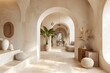 © Yevhen - Stylish boho and mediterranean fusion in a modern home entryway with arched walls