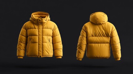 Blank yellow winter jacket mockup