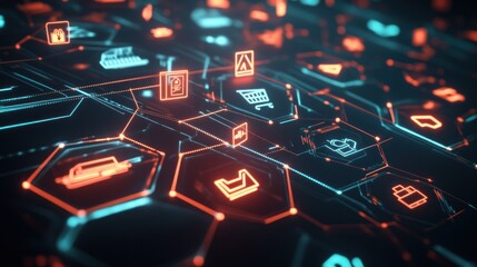Digital Network with Icons