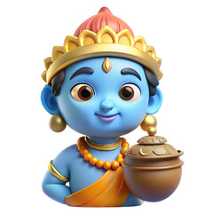 Happy Janmashtami 3d cartoon style illustration