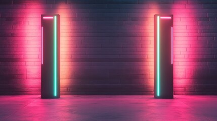 Wall Mural - electric car charging station, glowing neon lights, futuristic urban setting