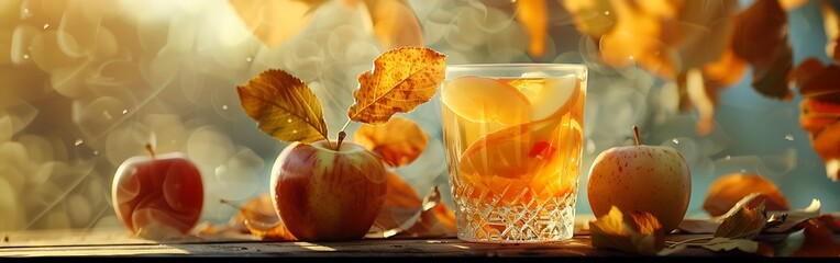 Fresh Apple juice in glass and fresh Apple