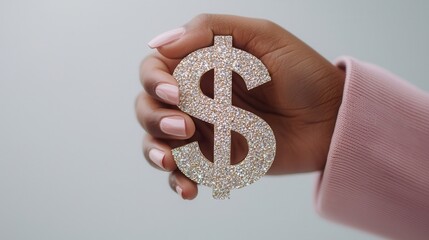 Wall Mural - A hand holding a dollar sign with diamonds