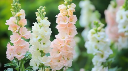 Wall Mural - Pastel Pink and White Flowers in Bloom