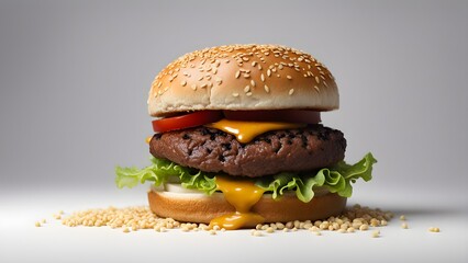 Wall Mural - A hamburger with cheese and lettuce on top