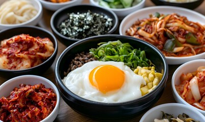 Wall Mural -  Freshly made and steaming Korean breakfast, Generative AI