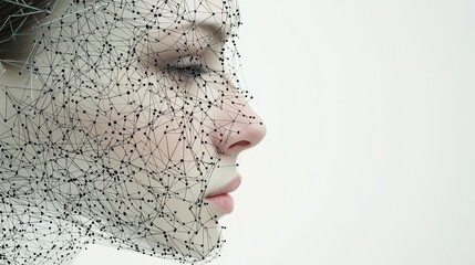 Sticker - Abstract Face with Network Lines and Dots