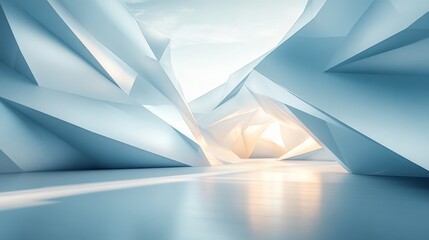 Wall Mural - abstract geometric interior with light source