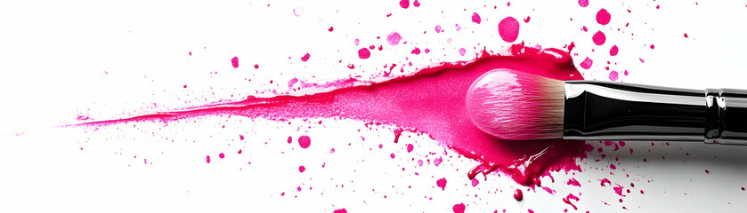 Sticker - Makeup Brush with Pink Lipstick Swatch and Splashes