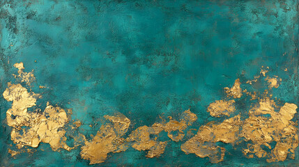 Wall Mural - Teal and Gold Abstract Texture Background