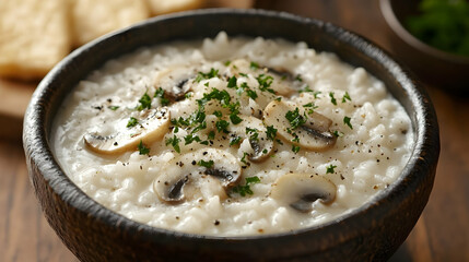 Wall Mural - Creamy Mushroom Risotto in Bowl