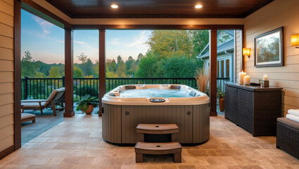 Sticker - Home spa with hot tub background