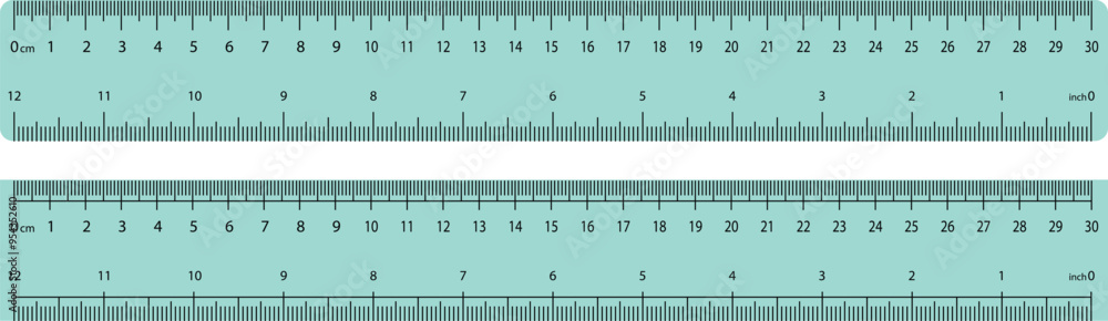 Set of Green Ruler Flat icons. Size, height, distance ruler vectors ...