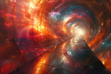 Canvas Print - a tunnel with lights and a light in the middle. 