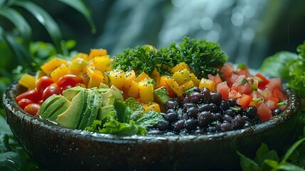 Poster - a bowl of vegetables and greens. 