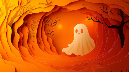 Wall Mural - Haunted Halloween Night: A Spooky Celebration of Ghosts, Witches, and Monsters