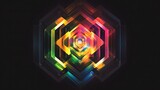 Fototapeta Przestrzenne - Abstract Hexagon Tunnel with Glowing Colors and Depth