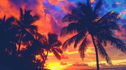 Tropical sunset wallpaper