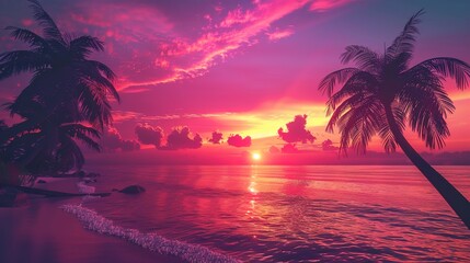 Poster - tropical sunset wallpaper