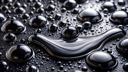 close-up shot of a textured black liquid background