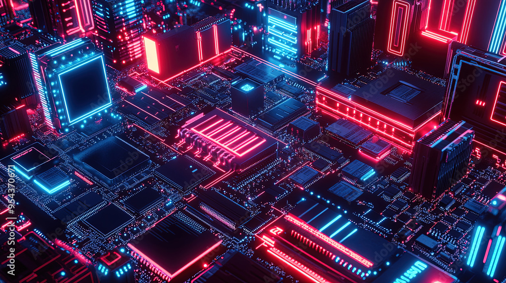 Computer motherboards and circuit boards. Abstract circuit board with a ...