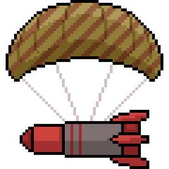 Canvas Print - pixel art of missile bomb parachute