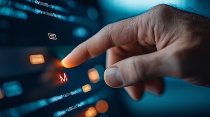 Poster - Close Up Of Hand Interacting With Digital Interface.