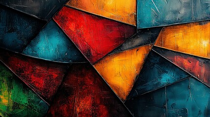 Sticker -   A close-up of an abstract multicolored painting on black canvas, featuring shades of yellow, red, green, and blue