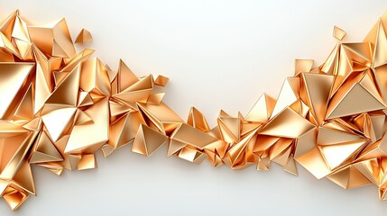 Wall Mural -   A close-up photo showcases intricate gold origami designs against a clean white backdrop, allowing space for text overlay