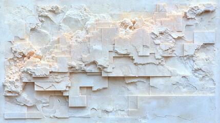 Wall Mural -   A zoomed-in photo of a pure white wall adorned with a grid-like arrangement of rectangles and squares in its center