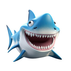 A cartoon shark with a big toothy grin.