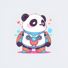 Wall Mural - Cute Panda Robot Illustration