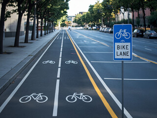 Wall Mural - Bike lanes with clear signage and markings for safety