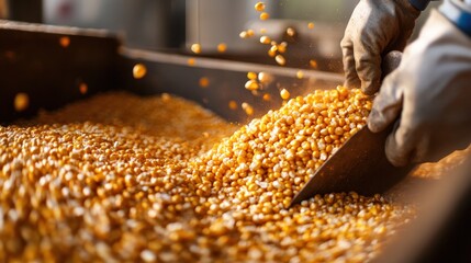 Wall Mural - Corn Harvesting: A Close-up of Golden Grains