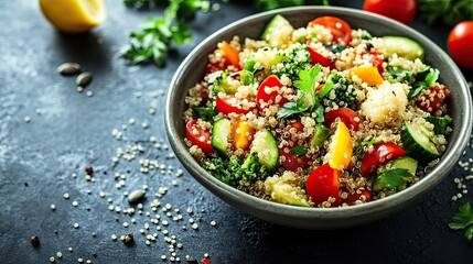 Wall Mural - Bowl of Quinoa Salad with Vegetables and Herbs