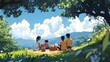 © STGZ. - A multicultural family enjoying a picnic at a scenic overlook
