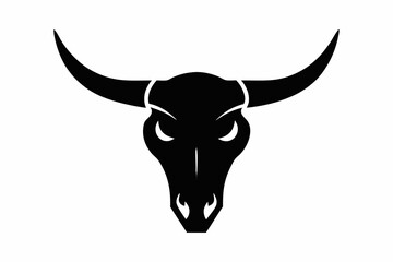 Poster - 
bull skull silhouette, bull head icon, Vector illustration