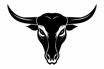 Poster - Skull of bull silhouette vector, Cow skull icon