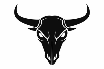 Poster - Skull of bull silhouette vector, Cow skull icon