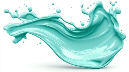 Wall Mural -   Blue liquid splashes out from toothpaste bottle on white background, clipping path to bottom