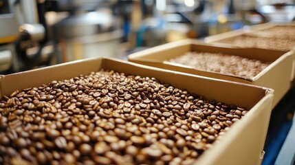 Coffee Beans in Cardboard Boxes