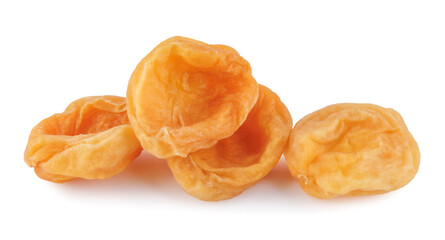 Sugar dried apricots isolated on a white background.